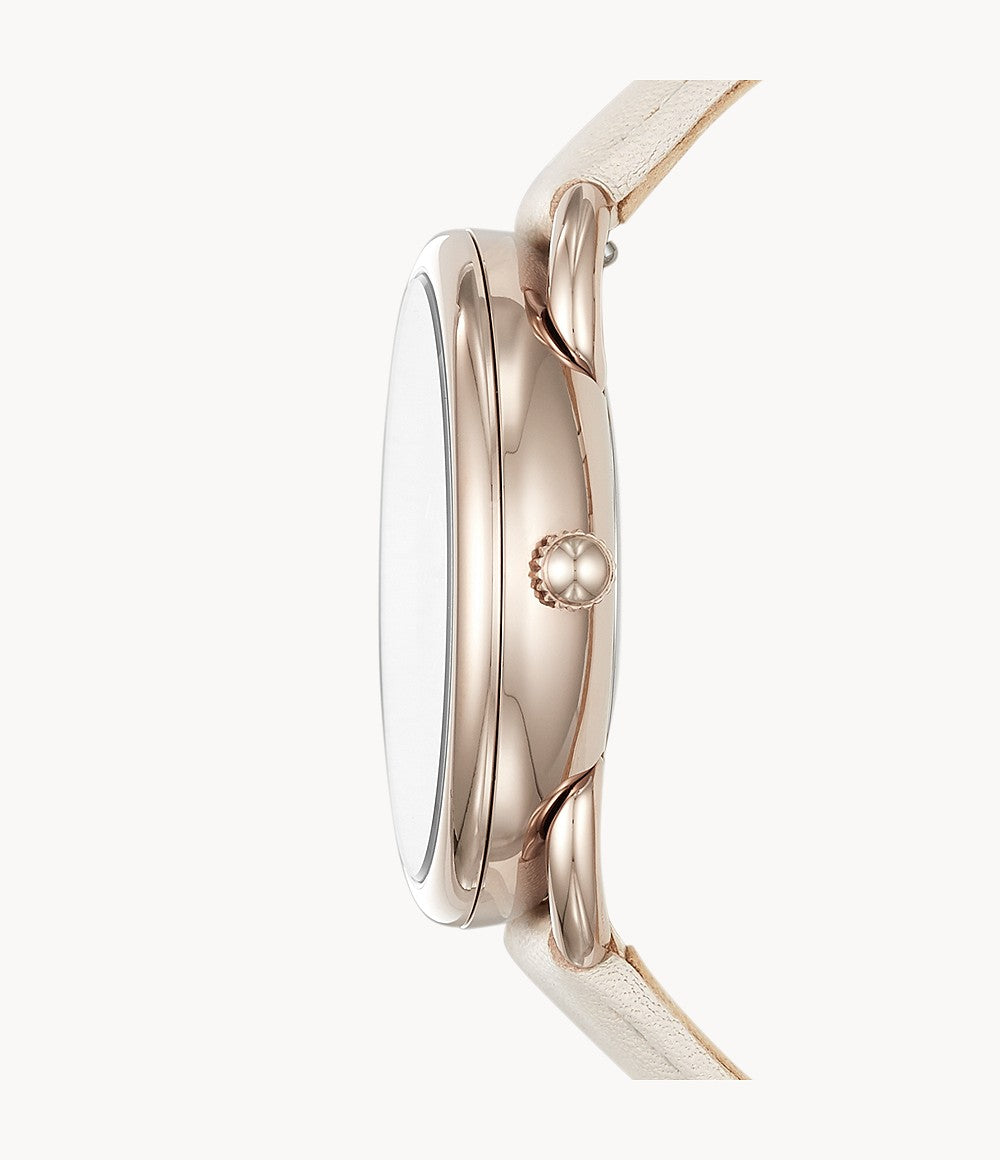 Fossil Tailor Three-Hand Winter White Leather Ladies Watch
