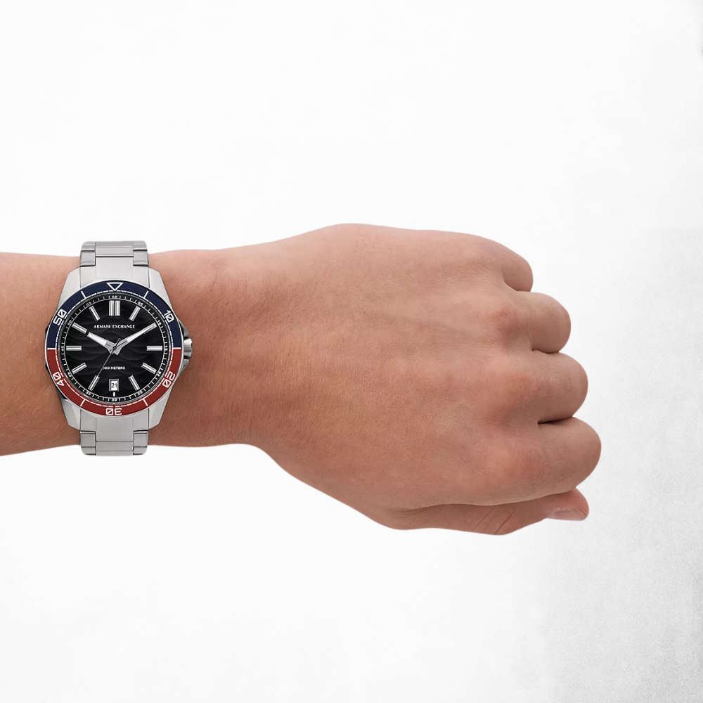 Armani Exchange Three-Hand Date Stainless Steel Watch