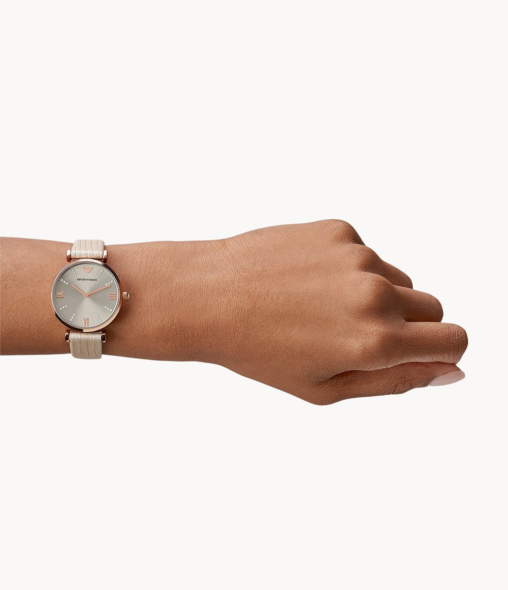 Emporio Armani Women'S Two-Hand Nude Leather Watch