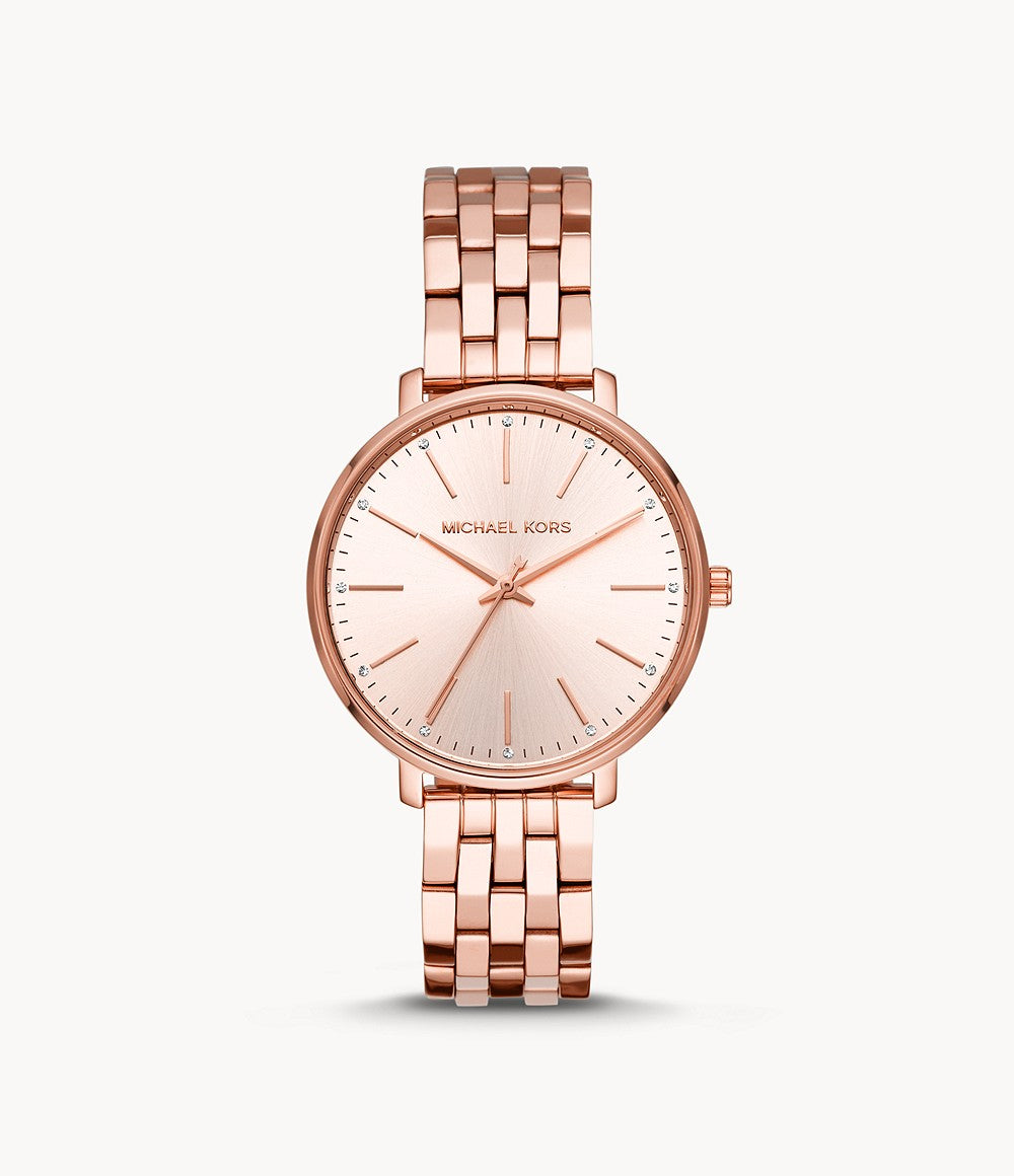 Michael Kors Women’S Pyper Three-Hand Rose Gold-Tone Watch