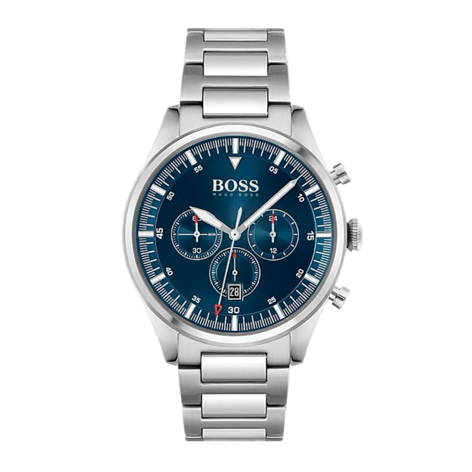 Hugo Boss Pioneer Blue Dial Silver Steel Strap Watch