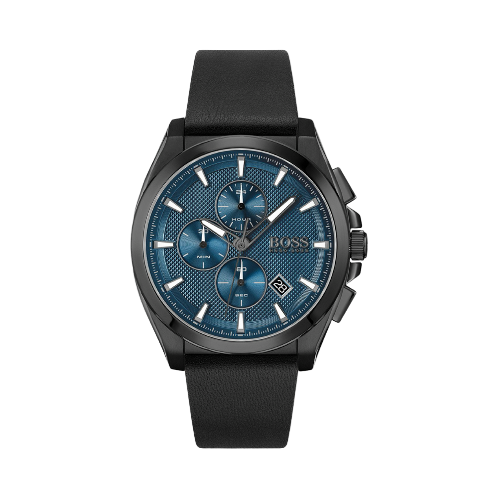 Hugo Boss Grandmaster Blue Dial Black Leather Strap