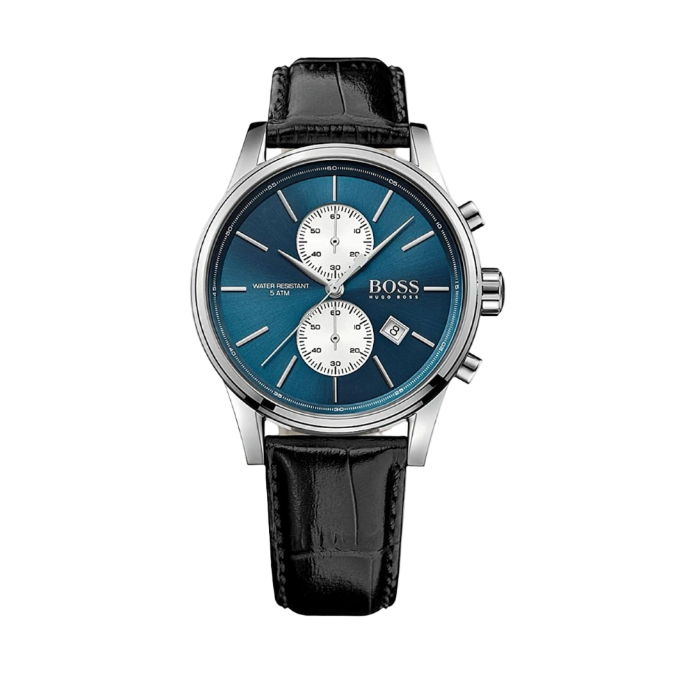 Hugo Boss Chronograph Leather Strap Blue Dial Watch