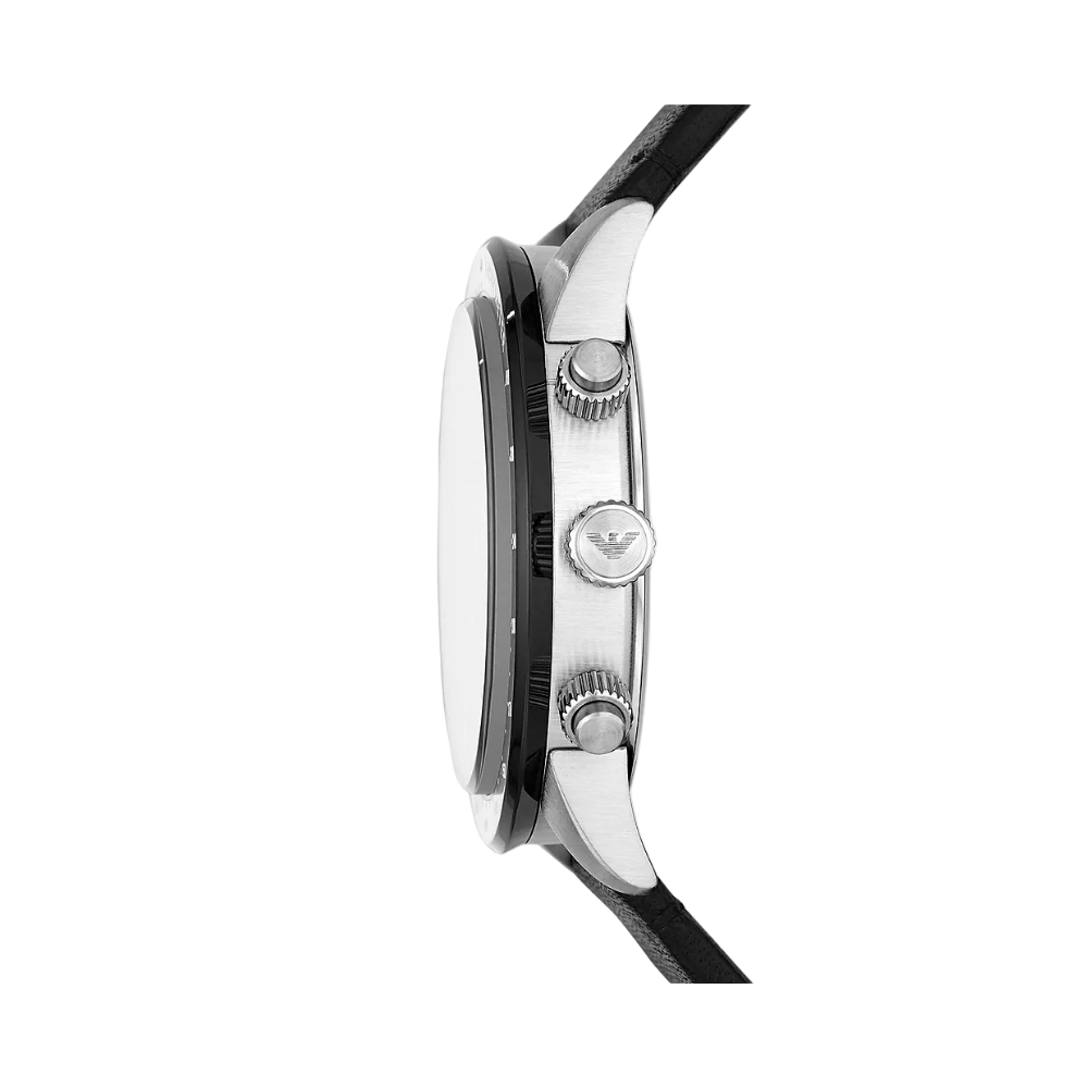 Emporio Armani Men's Chronograph Black Leather Watch