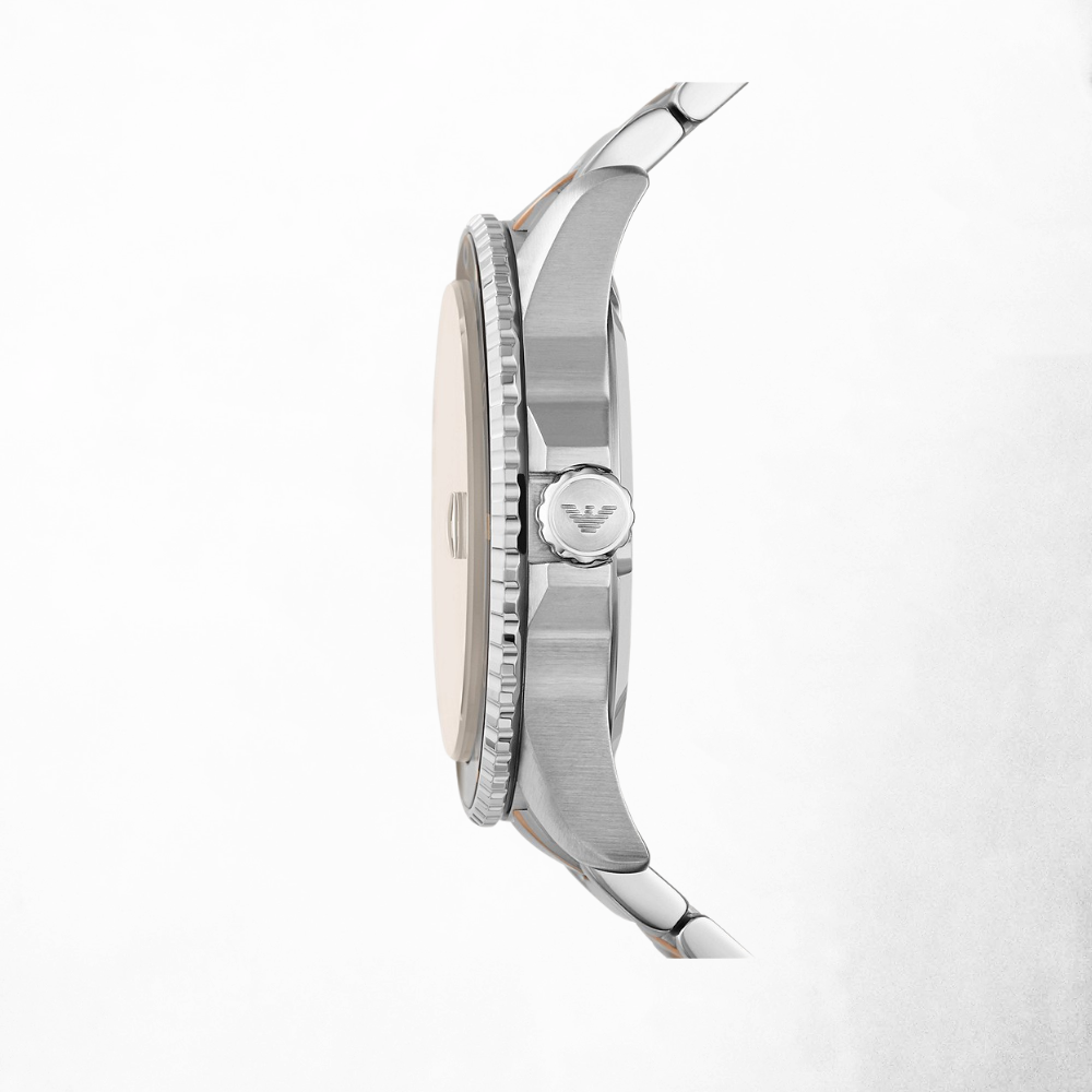 Emporio Armani Three-Hand Two Tone Date Stainless Steel Watch