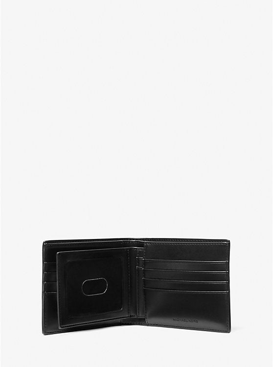 Pebbled Leather And Logo Billfold Wallet With Passcase