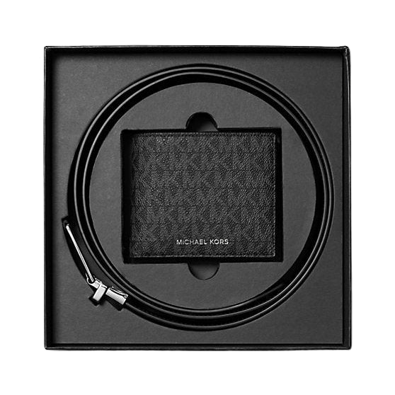Signature Logo Billfold Wallet And Belt Gift Set