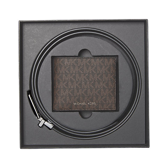 Signature Logo Billfold Wallet And Belt Gift Set