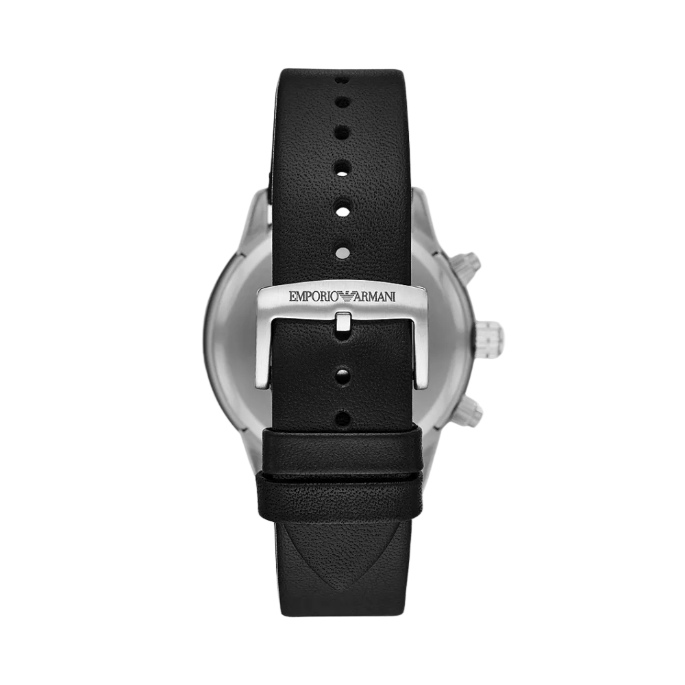 Emporio Armani Men's Chronograph Black Leather Watch