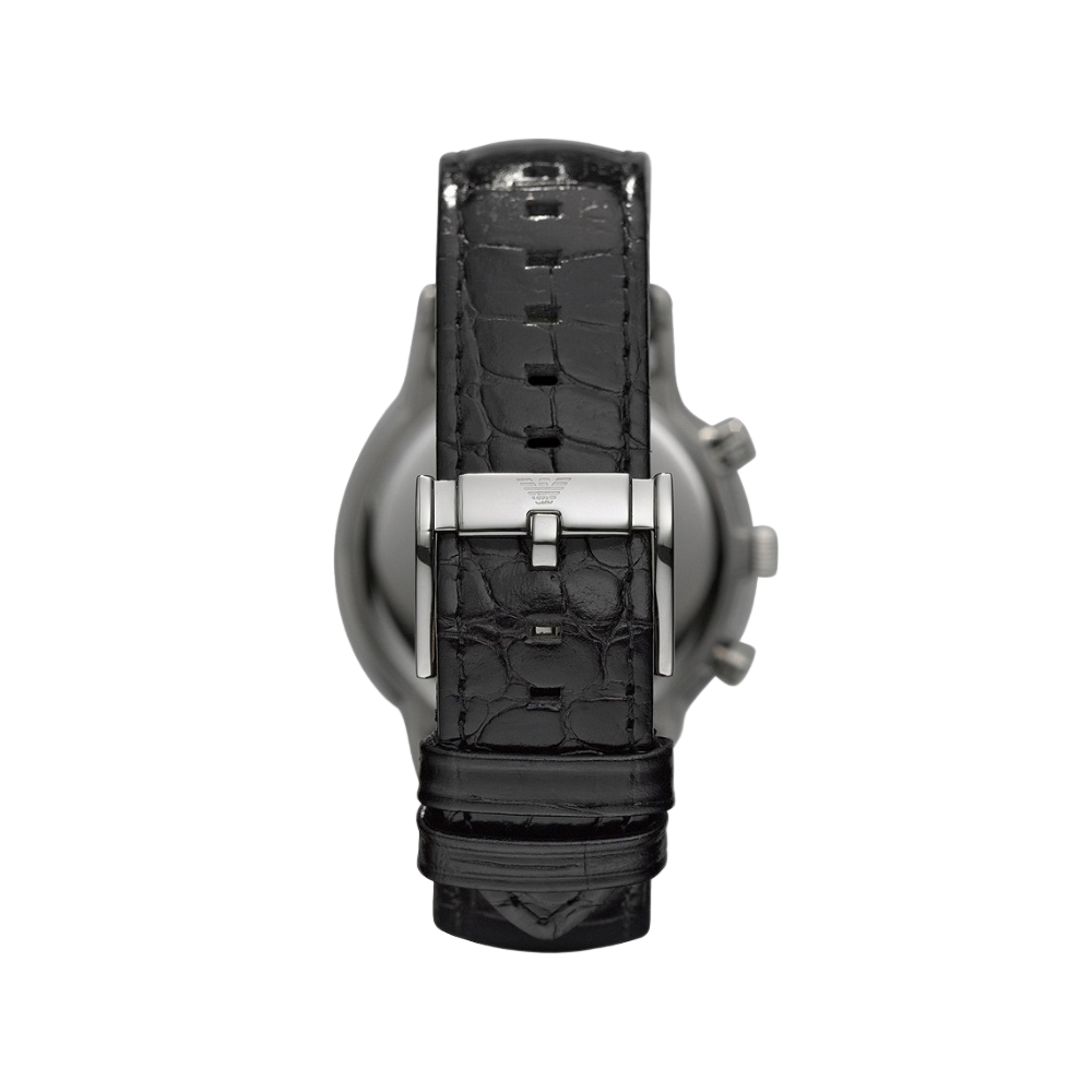 Emporio Armani Men's Chronograph Black Leather Watch
