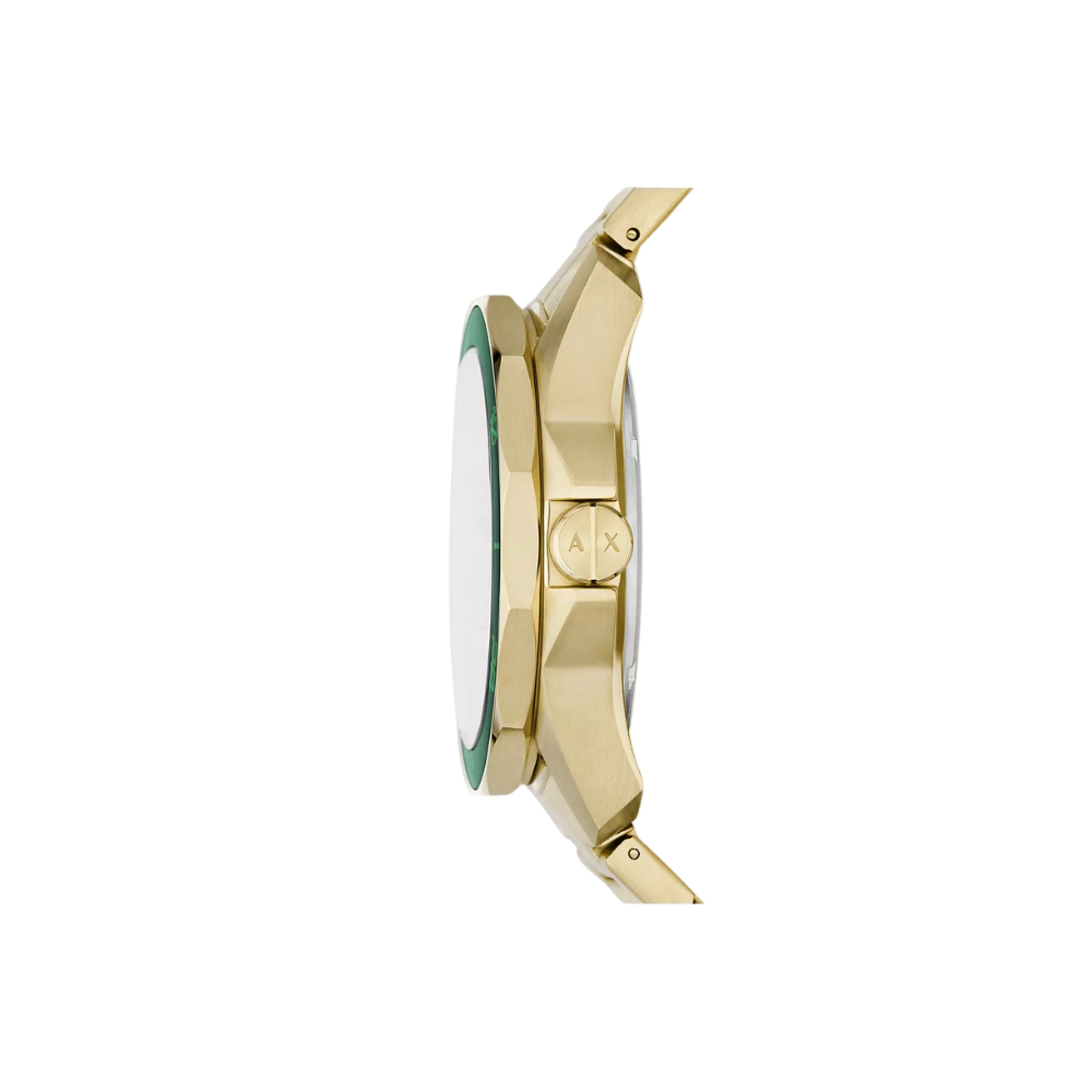 Armani Exchange Three Hand Date Gold-Tone Stainless Steel Watch
