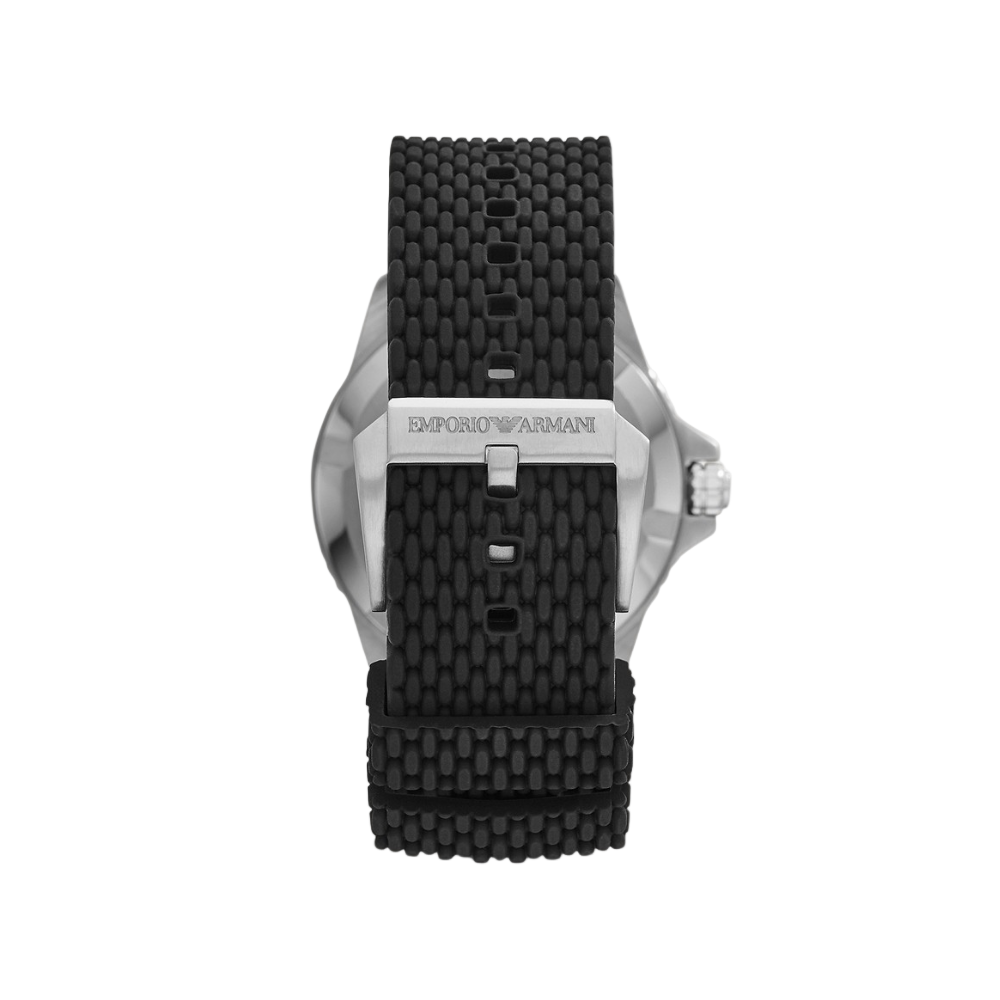 Emporio Armani Three-Hand Black Mesh Silicone Watch