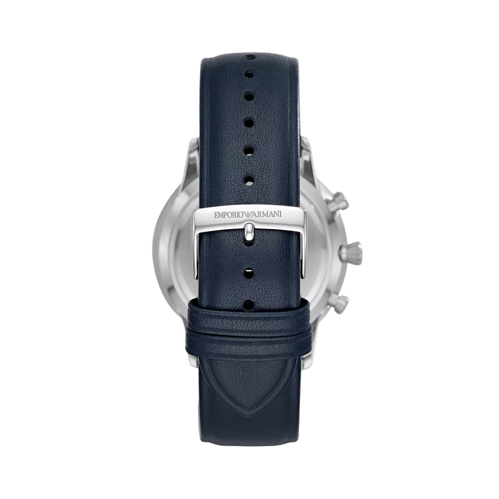 Emporio Armani Men's Chronograph Blue Leather Watch