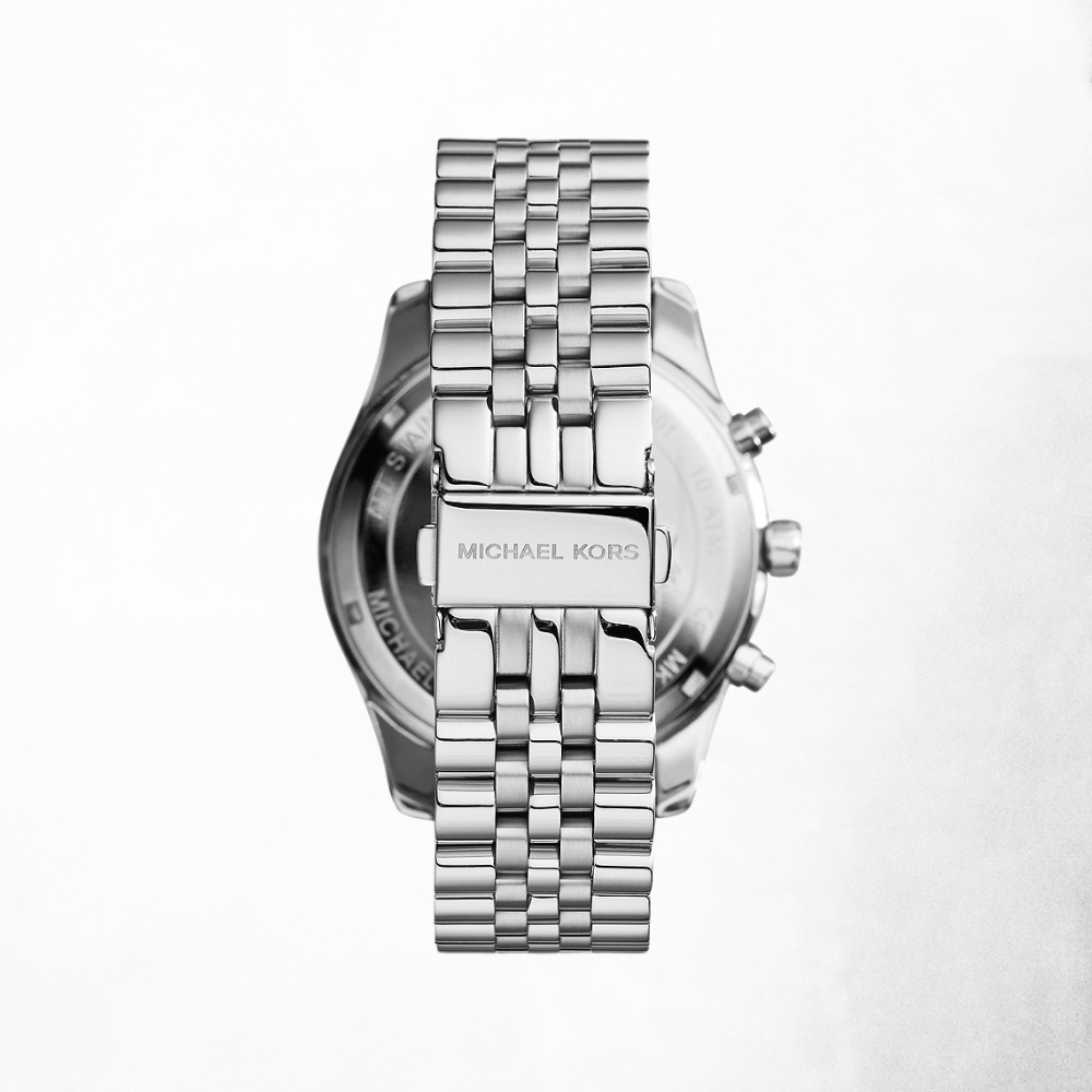 Michael Kors Silver-Tone Lexington Olive Green Dial Watch