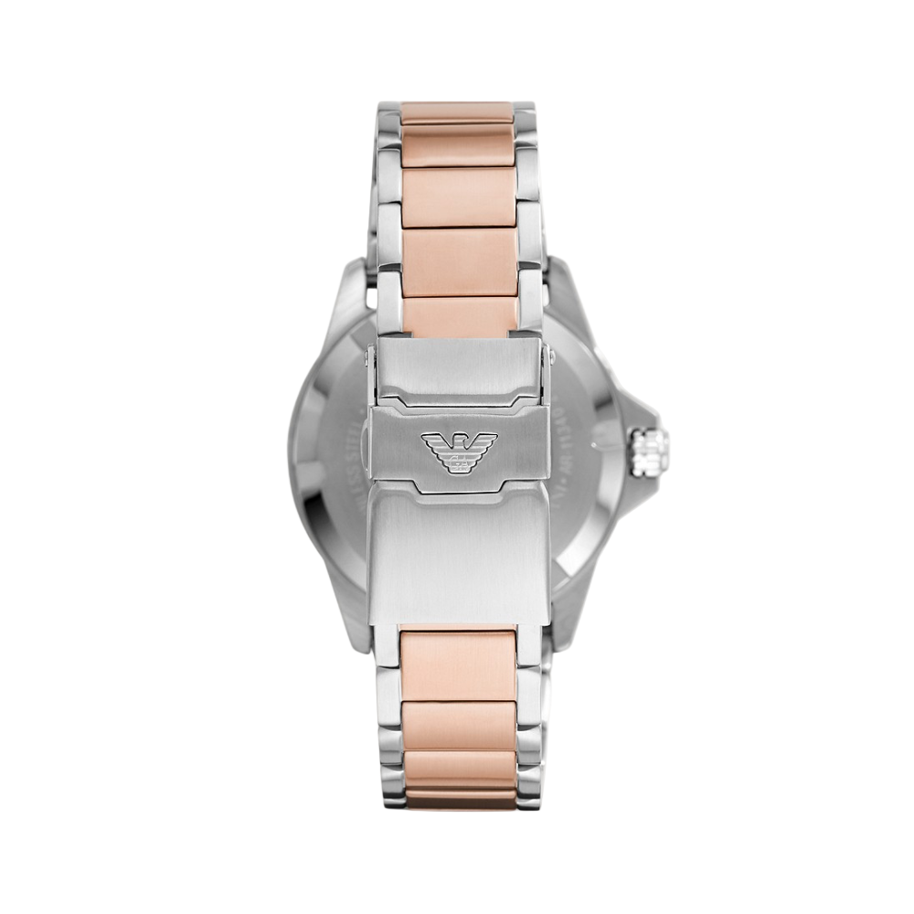 Emporio Armani Three-Hand Two Tone Date Stainless Steel Watch