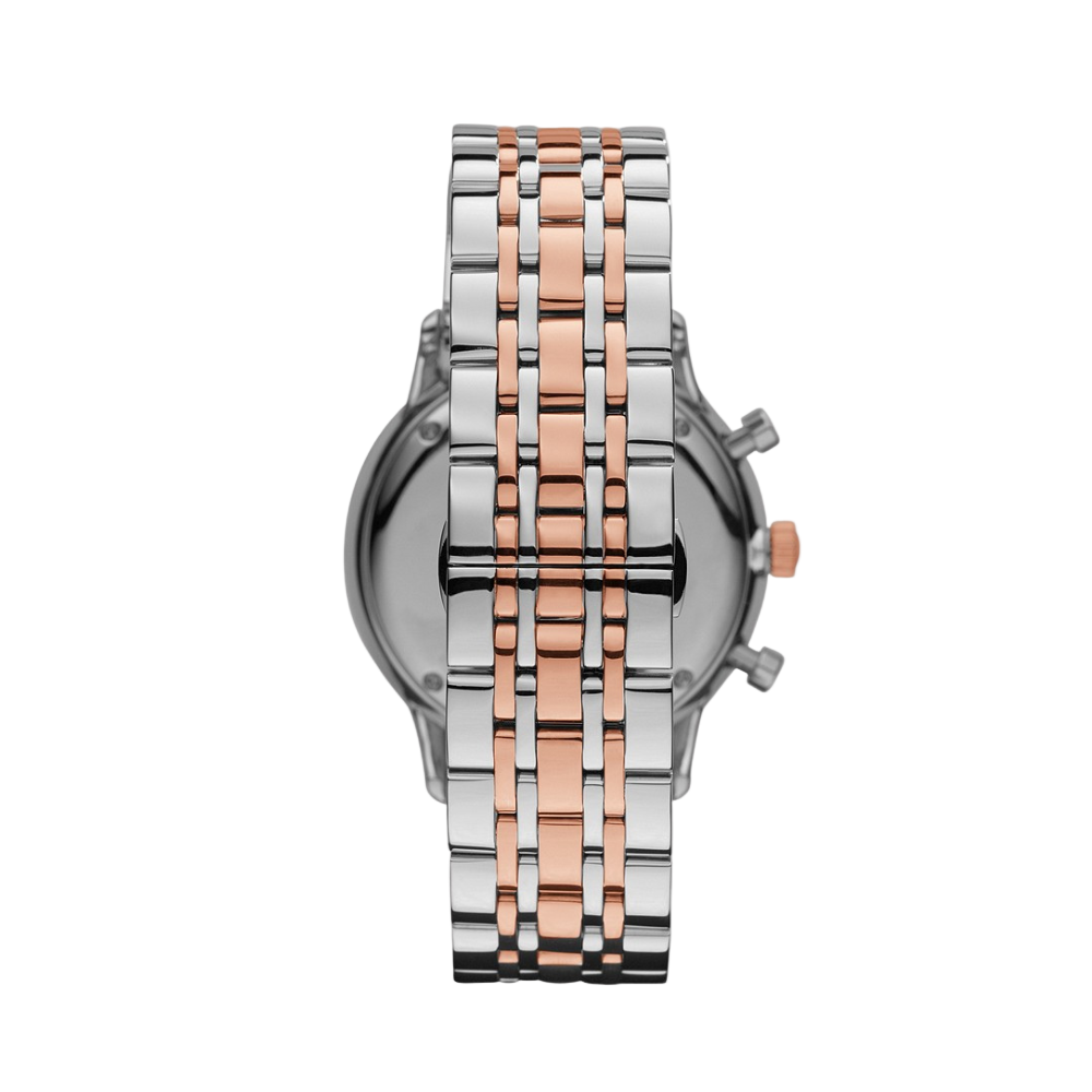 Emporio Armani White Dial Two Tone Mens Watch