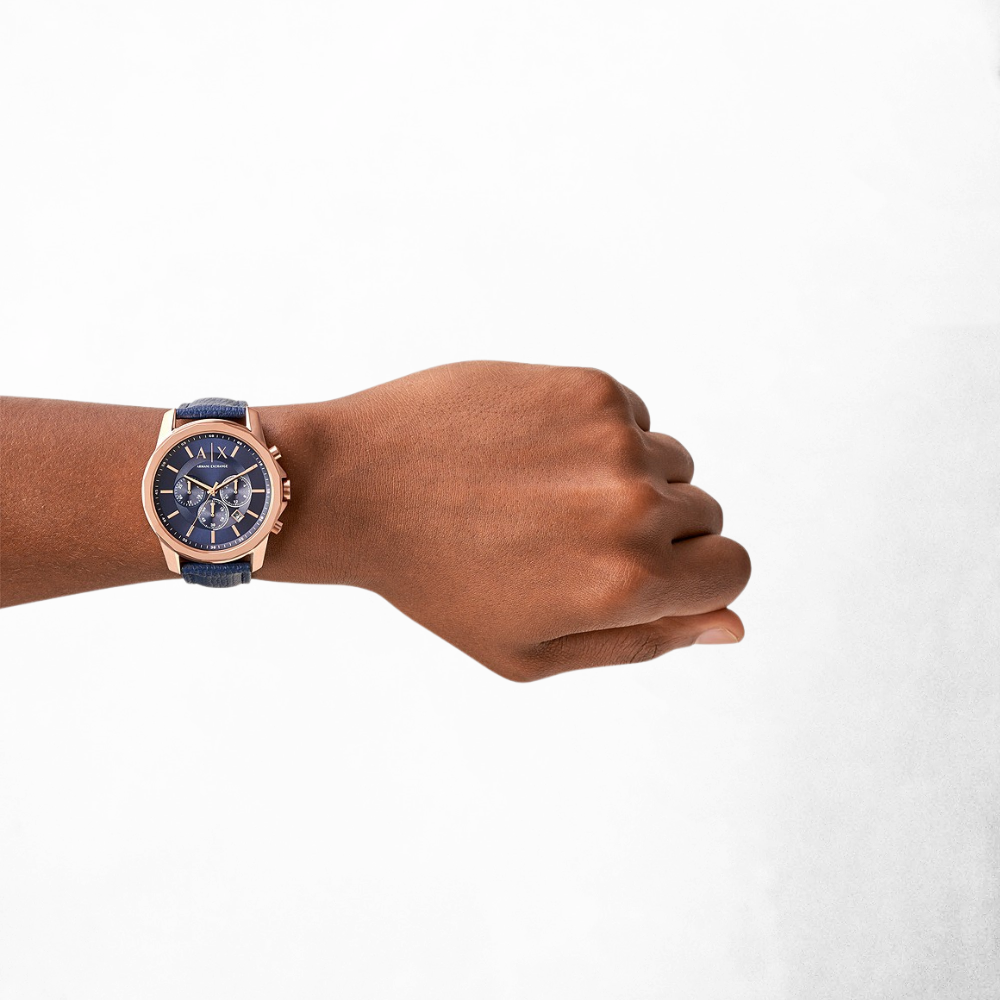 Armani Exchange Chronograph Blue Leather Watch