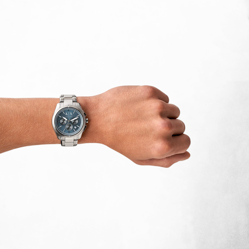 Armani Exchange Chronograph Blue Dial Stainless Steel Watch