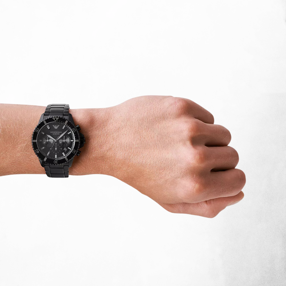 Emporio Armani Chronograph Black Stainless Steel Watch