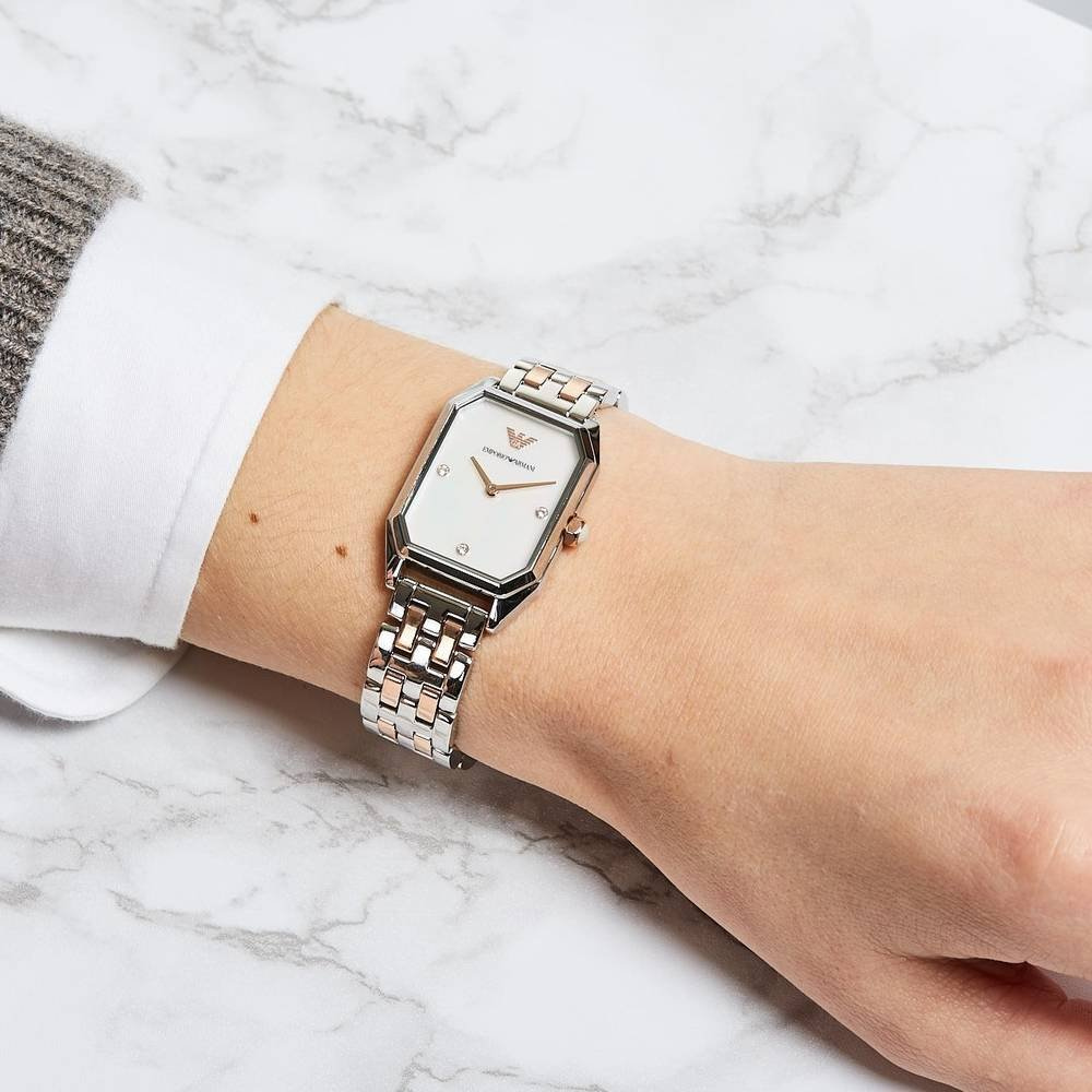 Emporio Armani Women's Two-Hand Two Tone Stainless Steel Watch