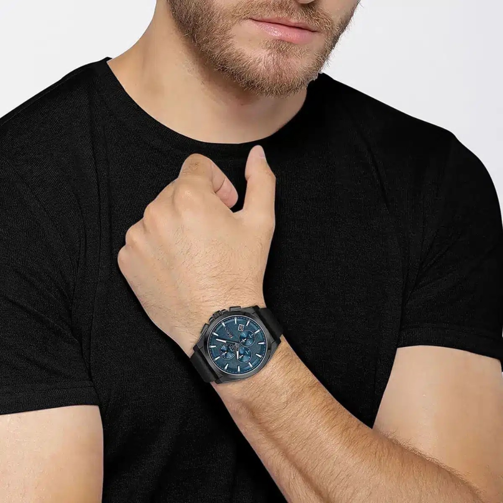 Hugo Boss Grandmaster Blue Dial Black Leather Strap