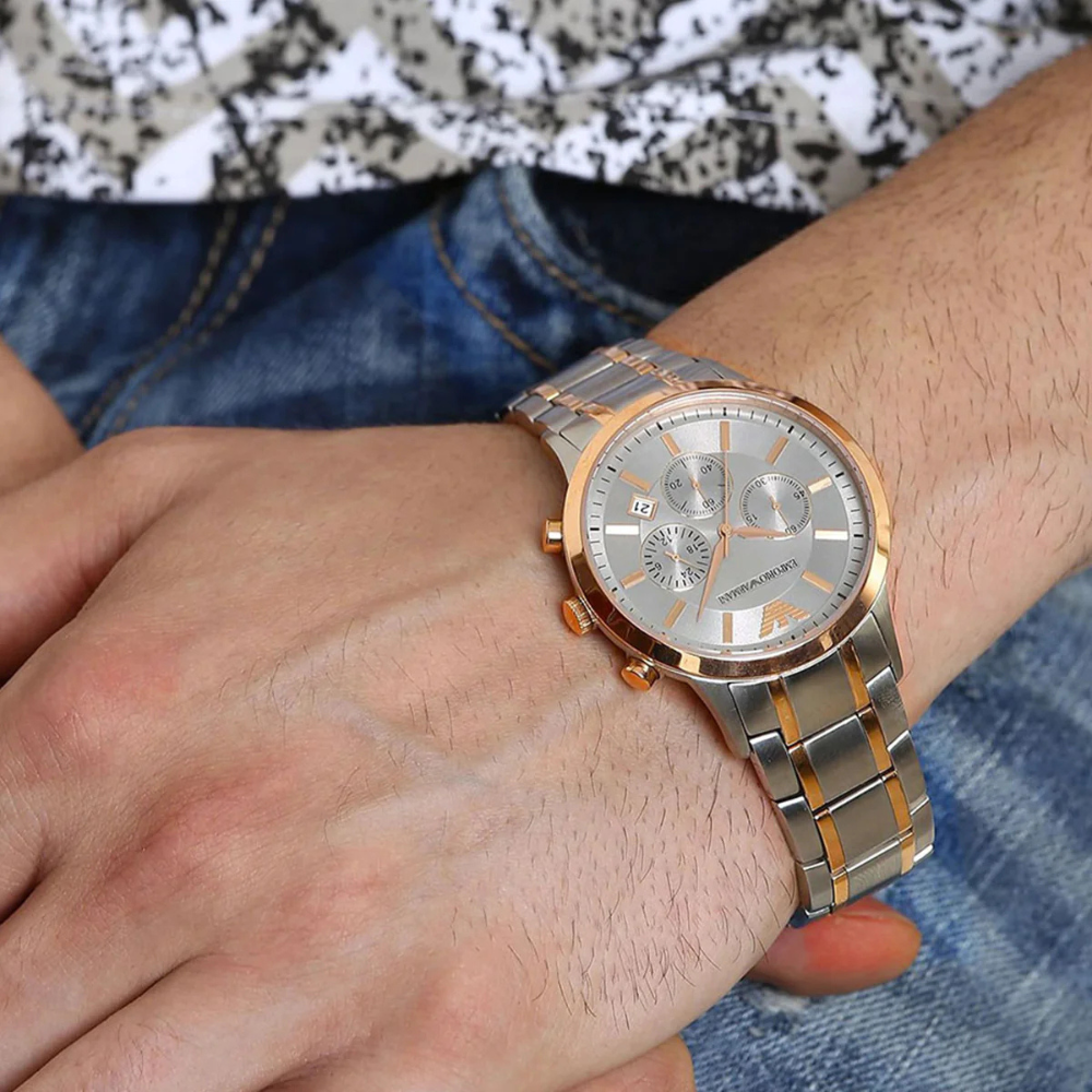 Emporio Armani Chronograph Two Tone Mens Watch
