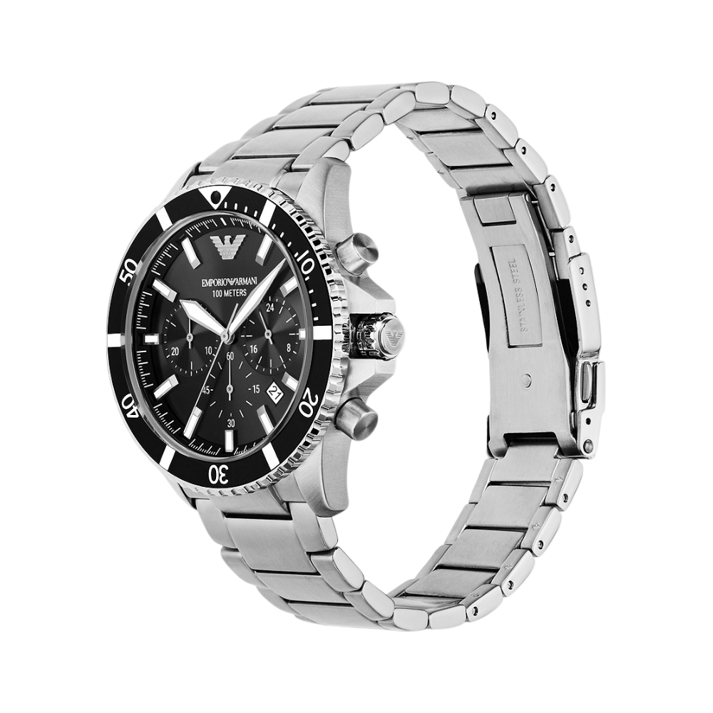 Emporio Armani Men’S Black Dial Chronograph Watch