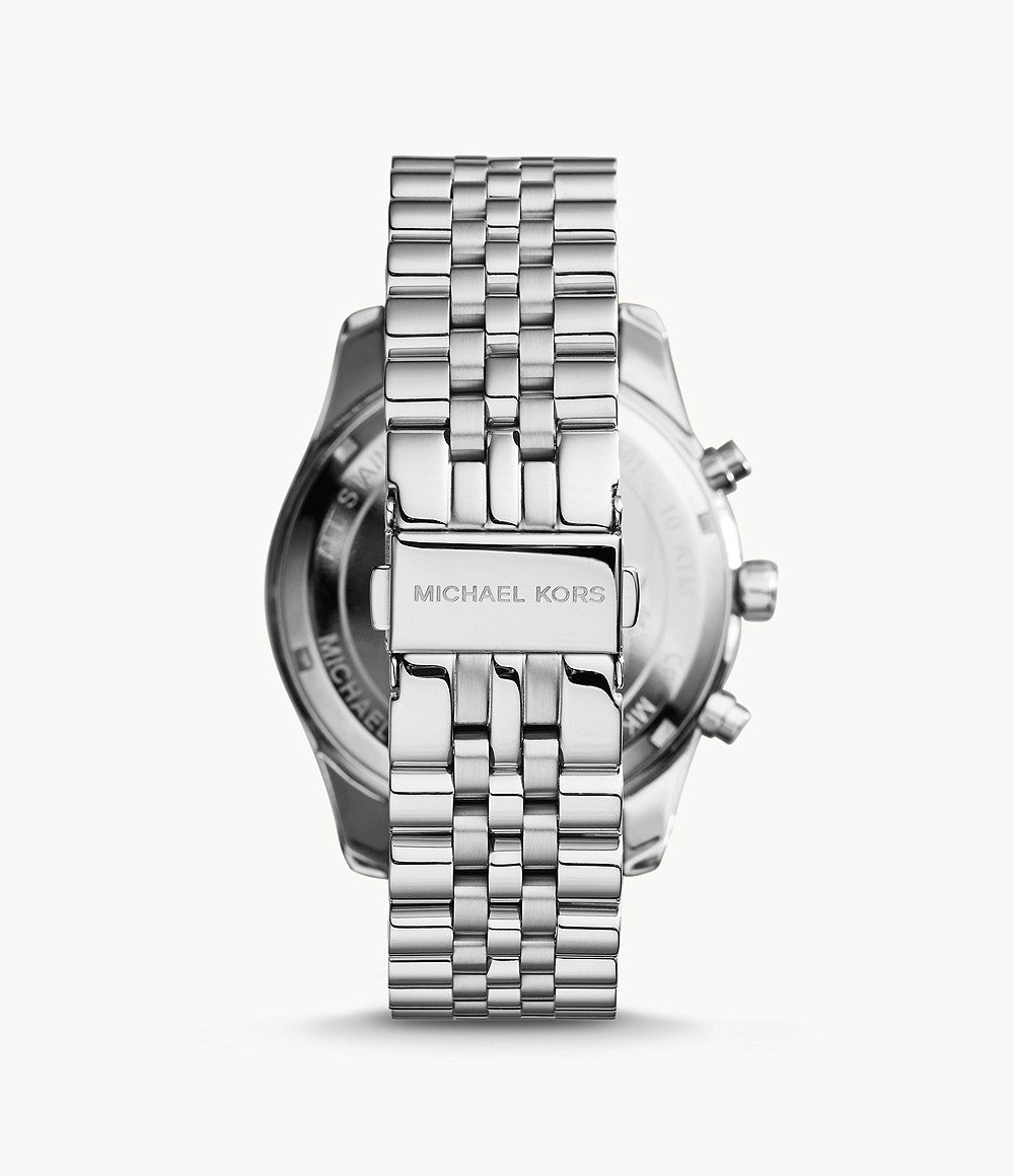 Michael Kors Silver Tone Lexington Olive Green Dial Watch