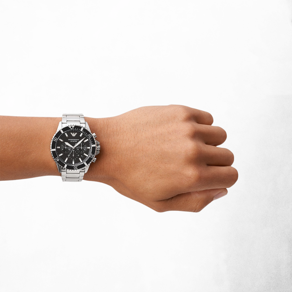 Emporio Armani Men’S Black Dial Chronograph Watch