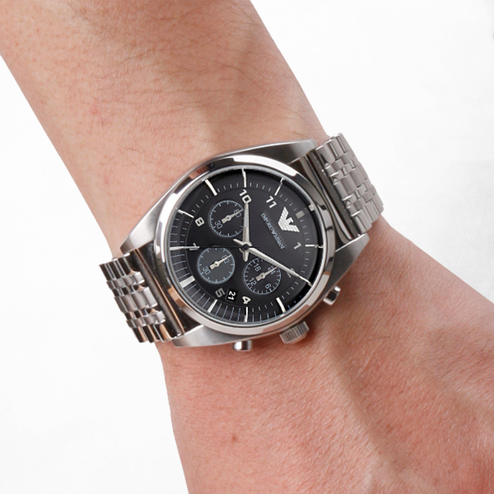 Emporio Armani Classic Black Dial Chronograph Mens Watch