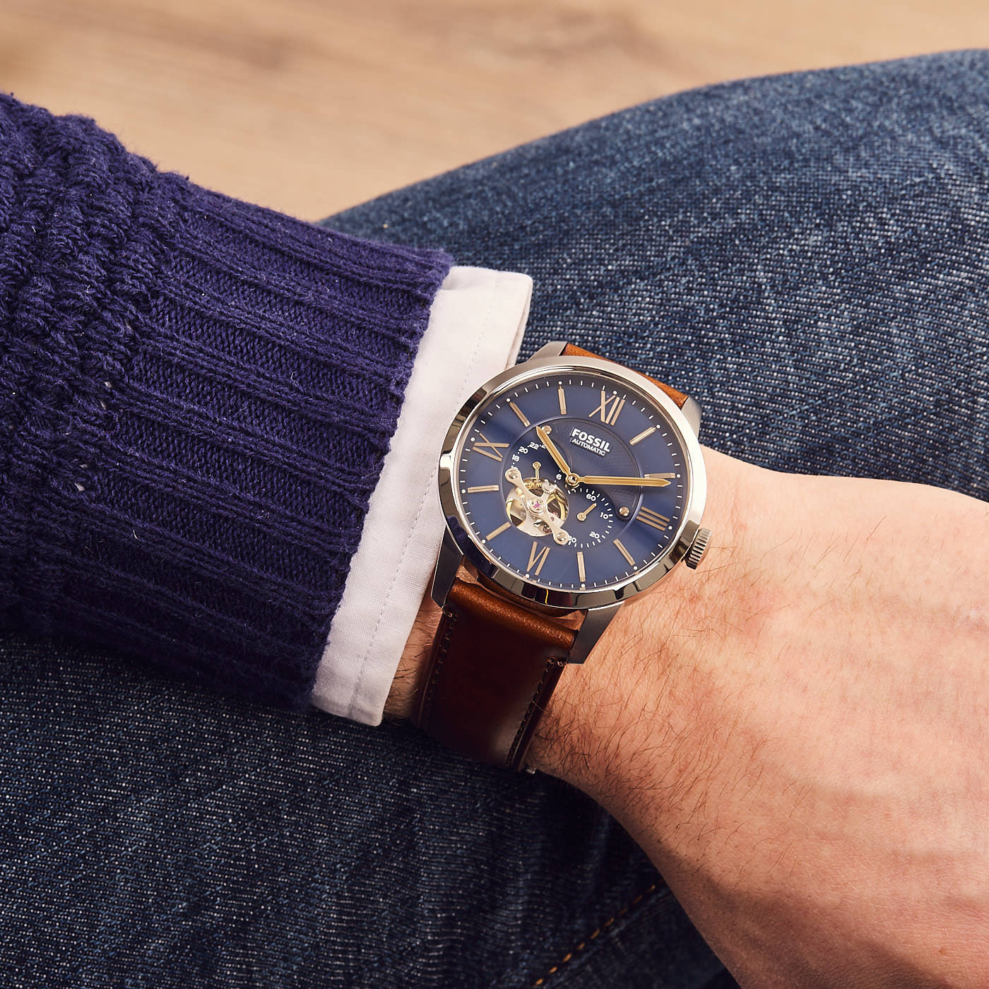 Fossil Townsman Automatic Brown Leather Watch