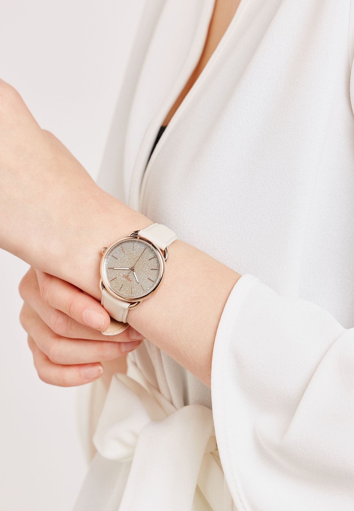 Fossil Tailor Three-Hand Winter White Leather Ladies Watch
