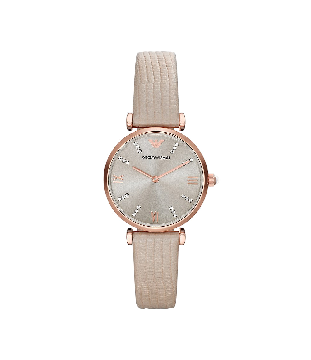 Emporio Armani Women'S Two-Hand Nude Leather Watch