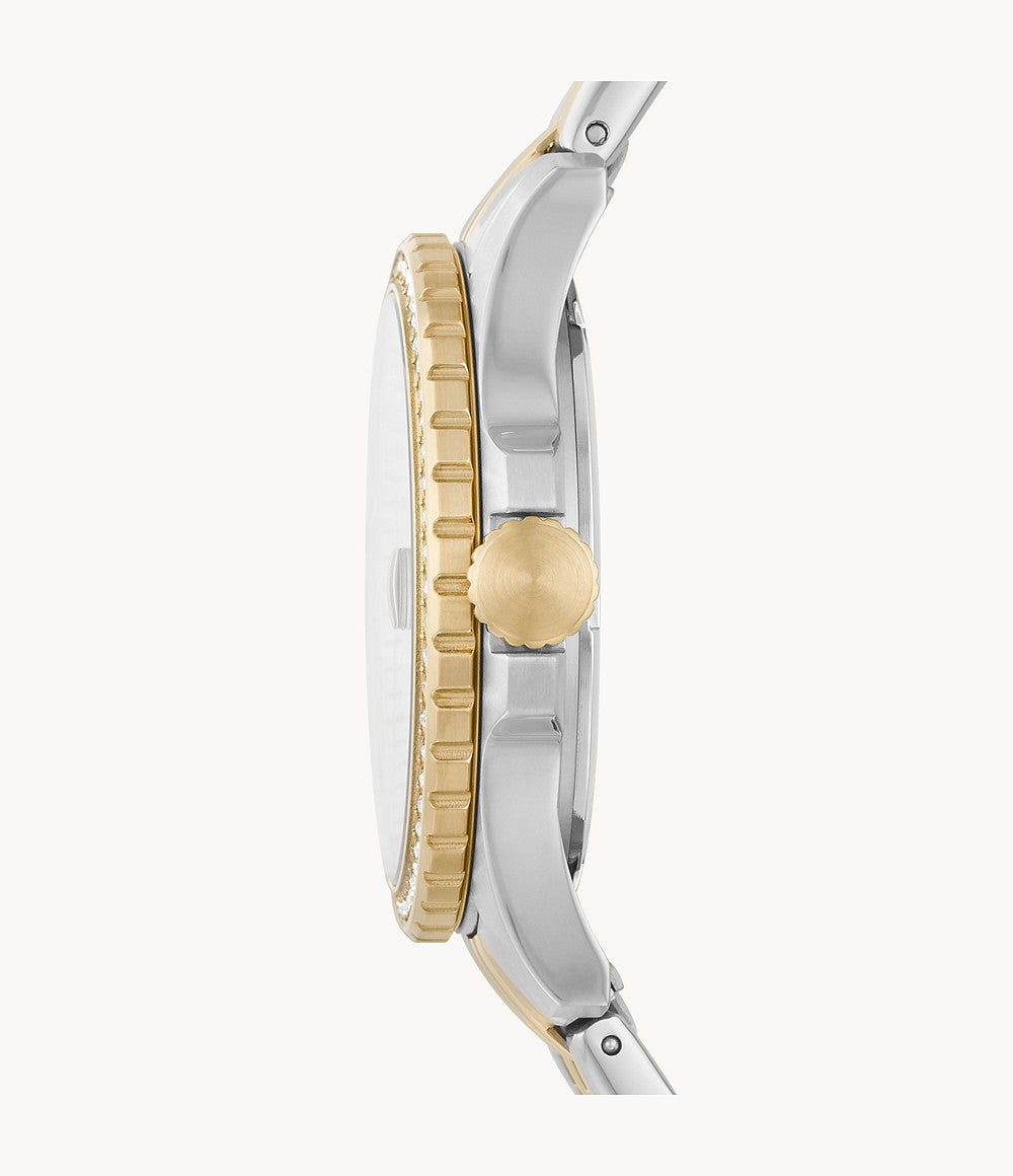 Fossil Fb-01 Crystal Mother Of Pearl Dial Ladies Watch