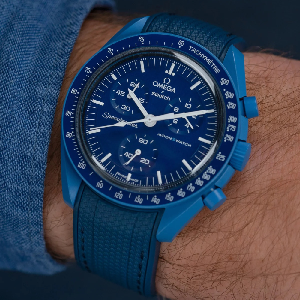 Curved Premium Rubber Strap - Blue