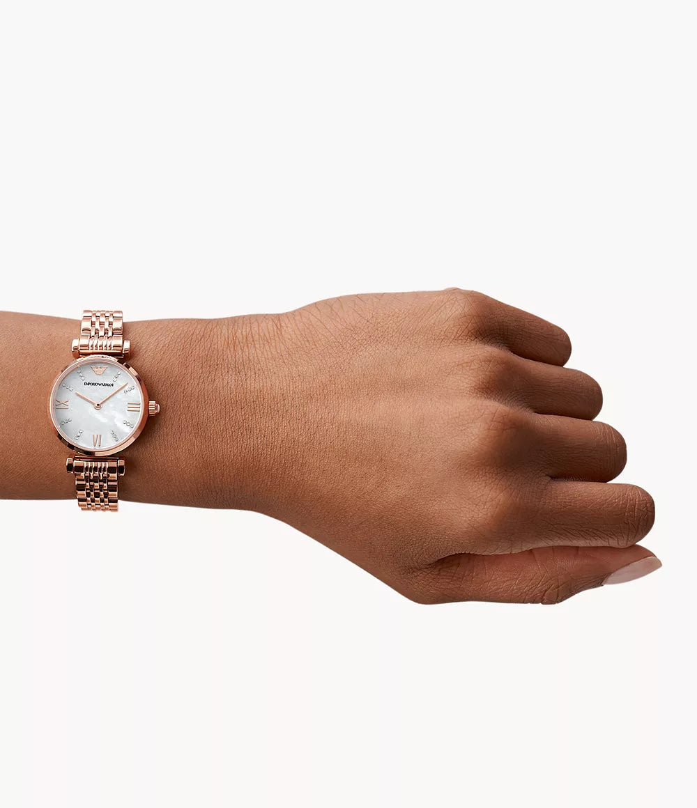 Emporio Armani Women'S Two-Hand Rose Gold-Tone Stainless Steel Watch