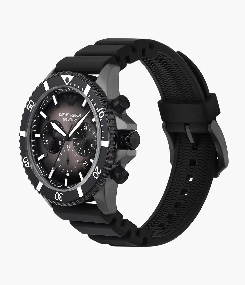 Emporio Armani Men's Chronograph Black Silicone Watch