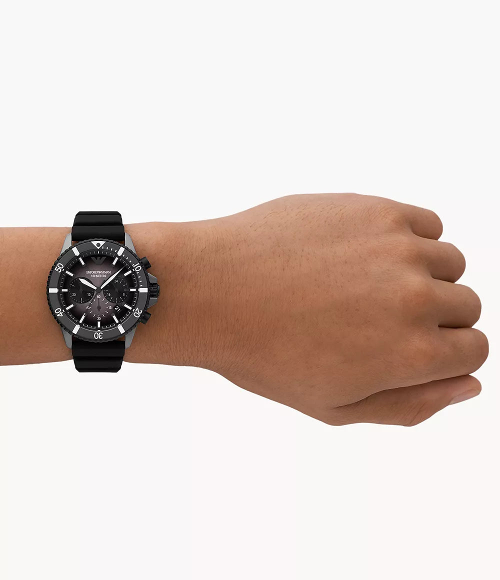 Emporio Armani Men's Chronograph Black Silicone Watch