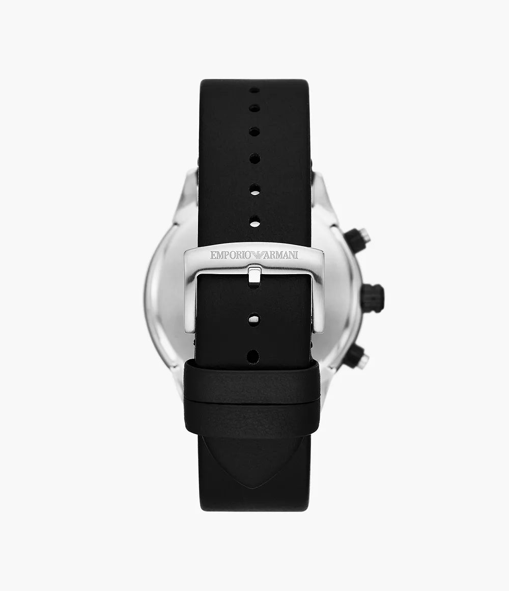 Emporio Armani Chronograph Black Leather Watch