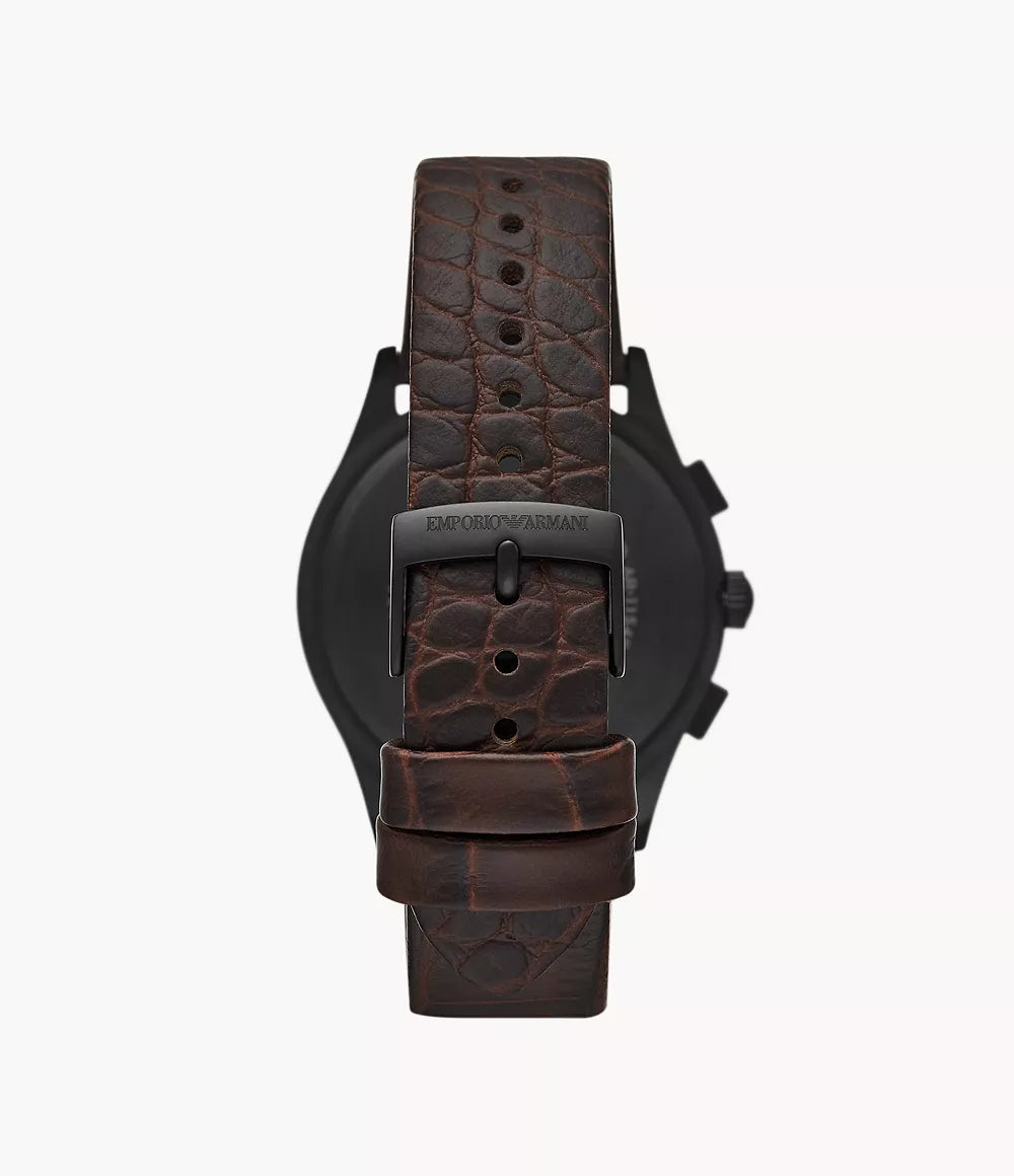 Emporio Armani Chronograph Brown Leather Watch
