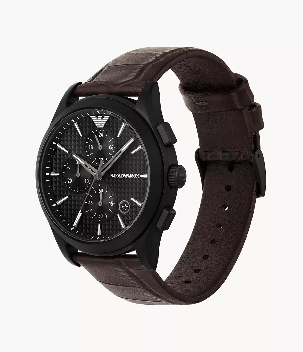 Emporio Armani Chronograph Brown Leather Watch