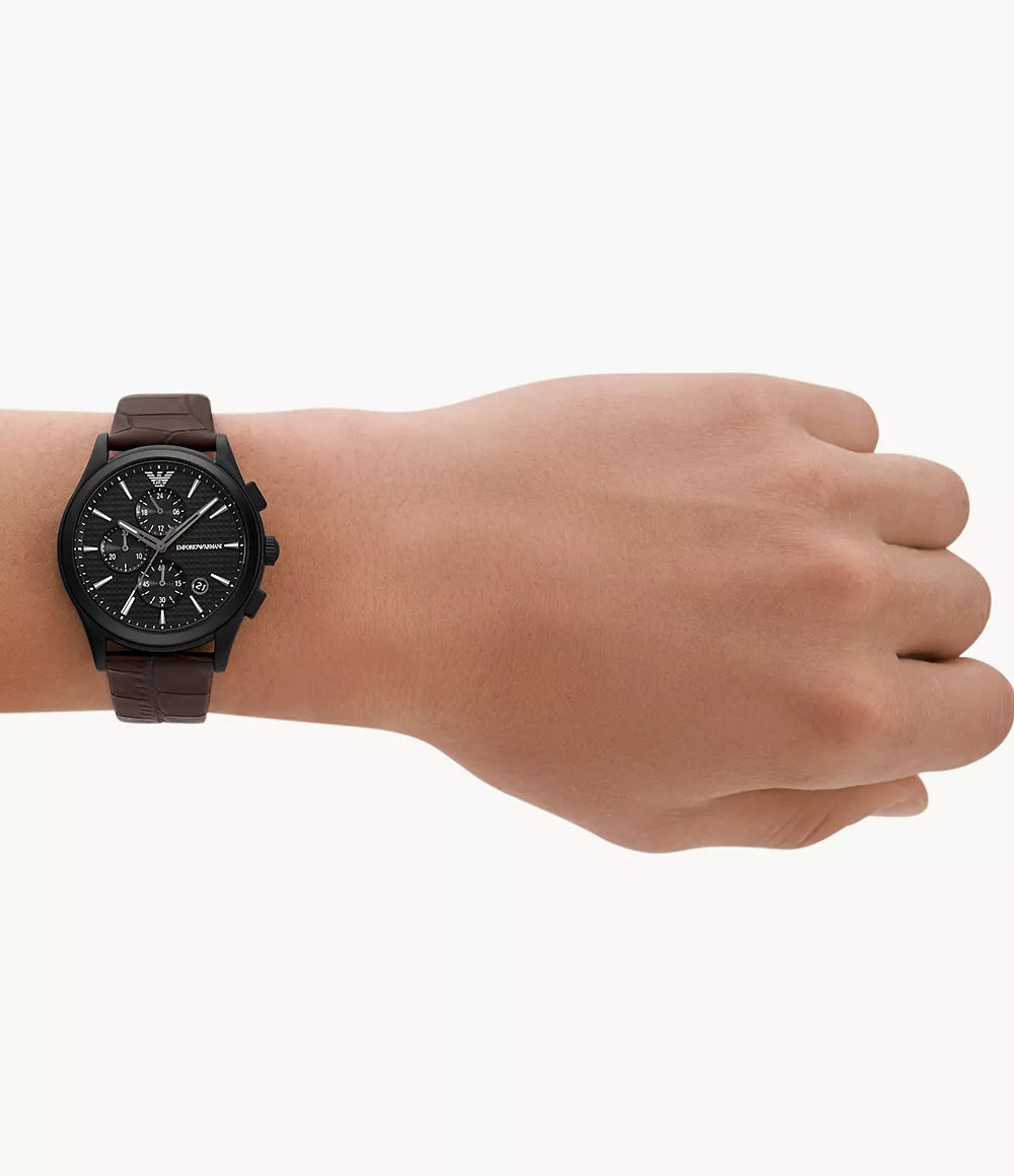 Emporio Armani Chronograph Brown Leather Watch