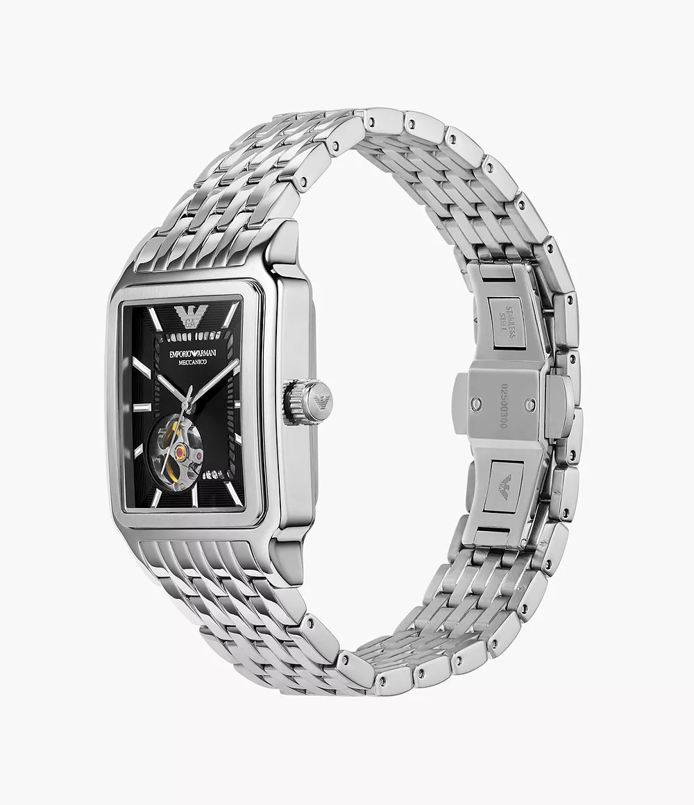 Emporio Armani Meccanico Automatic Stainless Steel Black Dial Watch