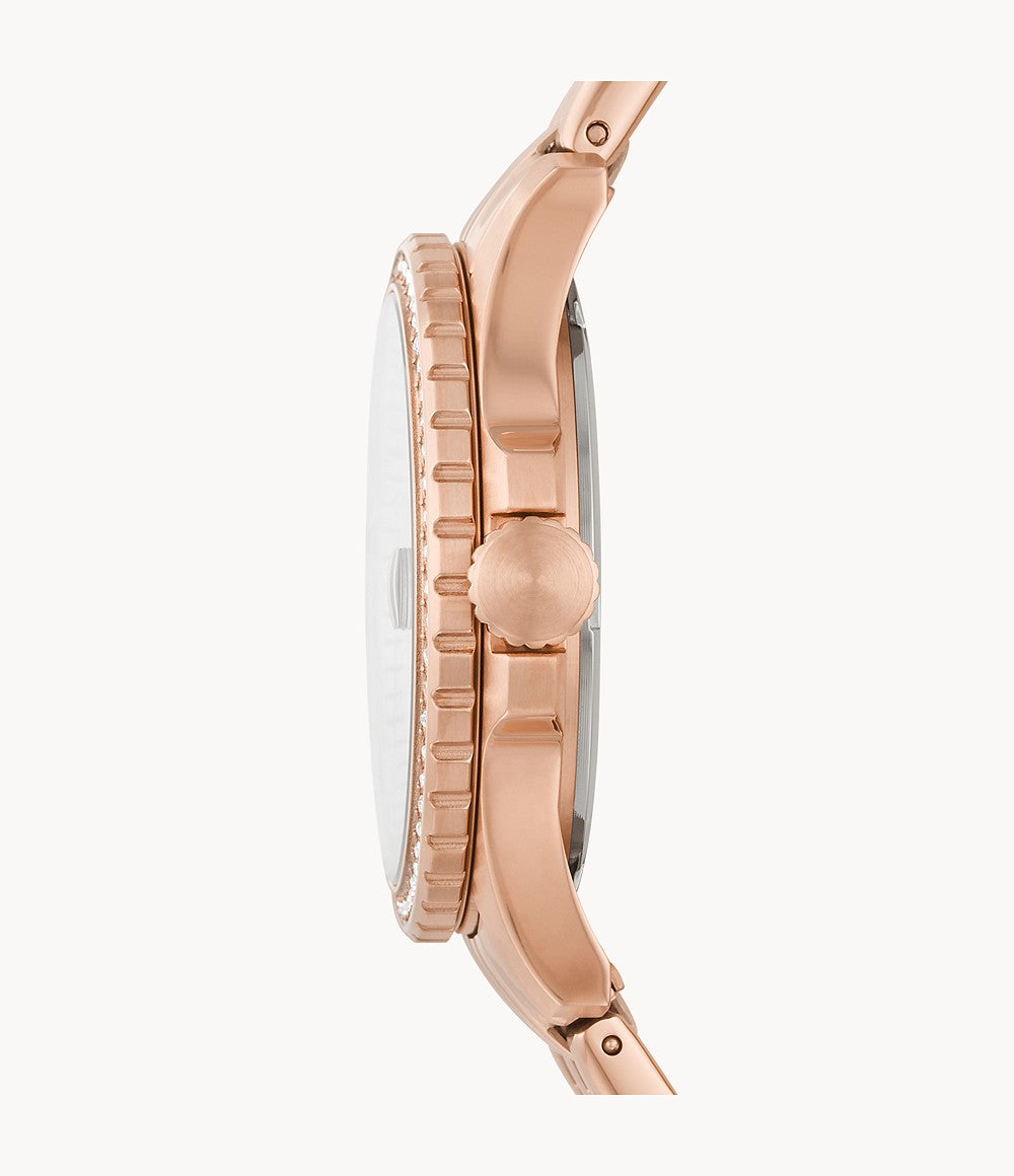 Fossil Fb-01 Crystal Mother Of Pearl Dial Ladies Watch