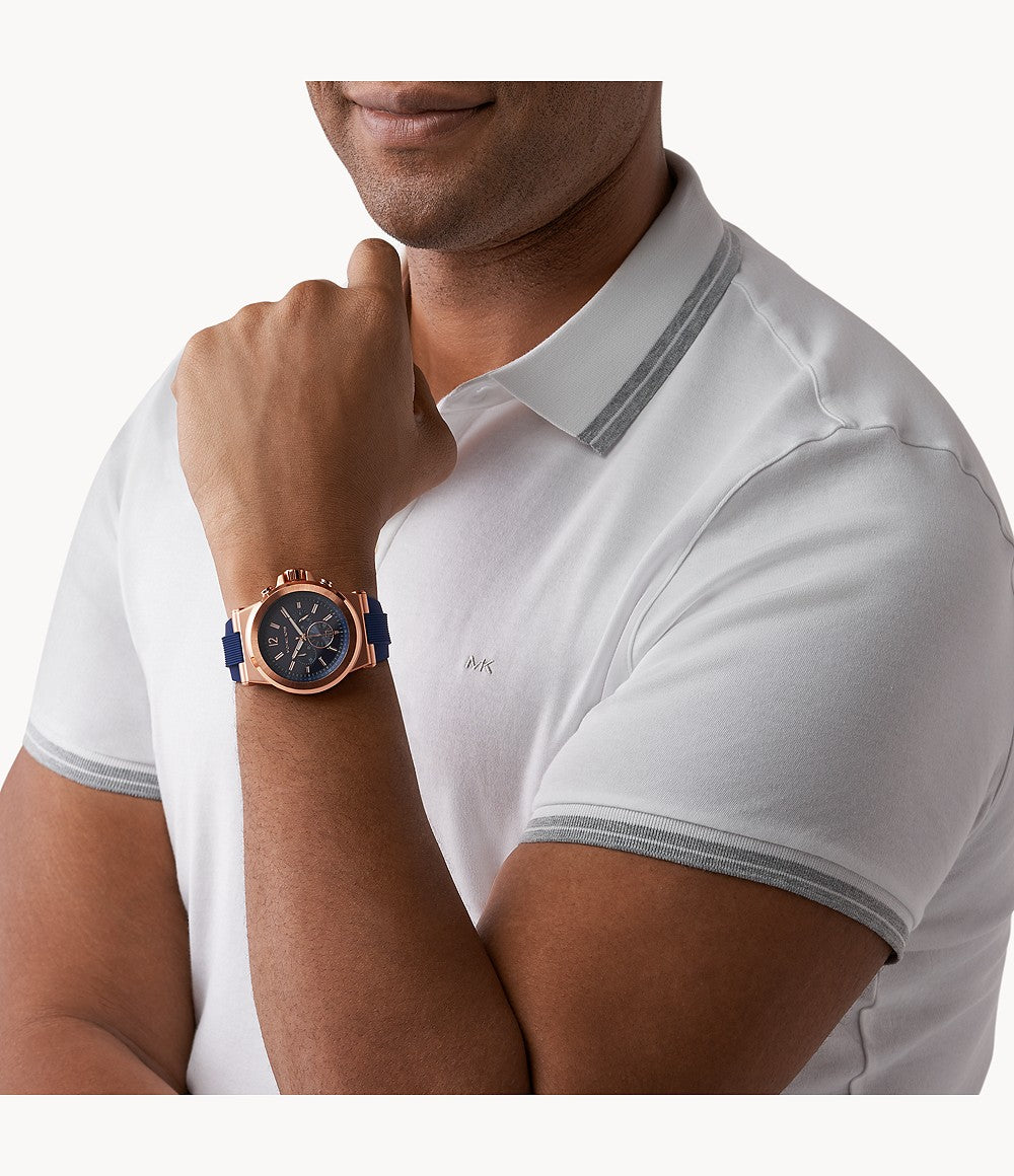 Michael Kors Everest Mens Rose-Gold Tone Navy Dylan Watch