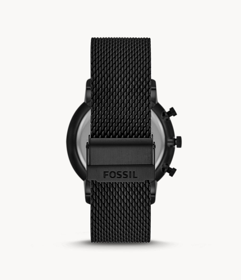 Fossil Chronograph Black Stainless Steel Mesh Watch And Bracelet Box Set