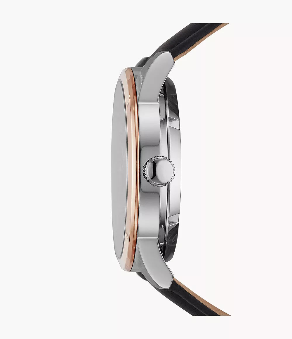 48Mm Flynn Automatic Black Leather Watch