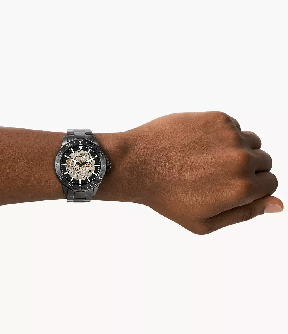 Fossil Bannon Automatic Smoke Stainless Steel Watch