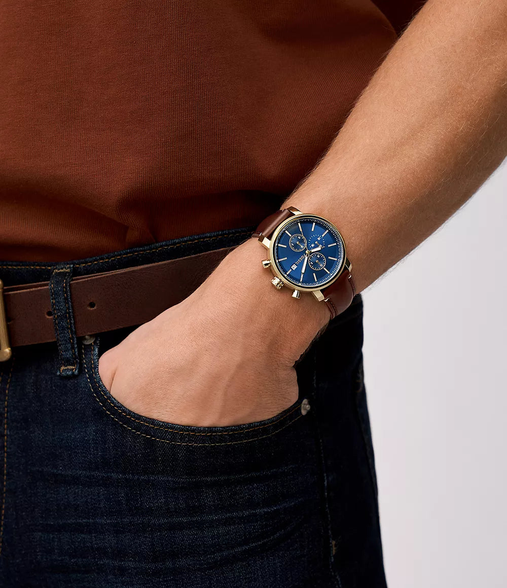 Rhett Multifunction Brown Litehide™ Leather Watch