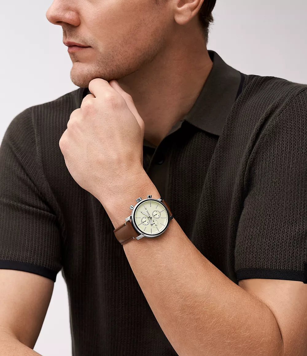 Rhett Multifunction Brown Litehide™ Leather Watch